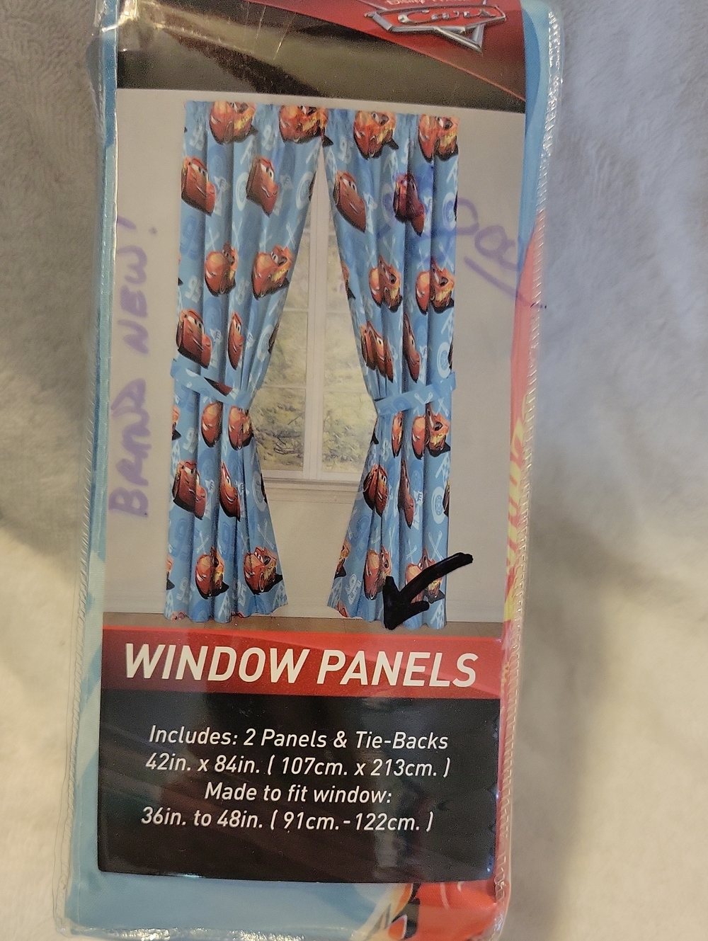 Disney Blue Lightning McQueen Kids Window Curtains - 2 Panels